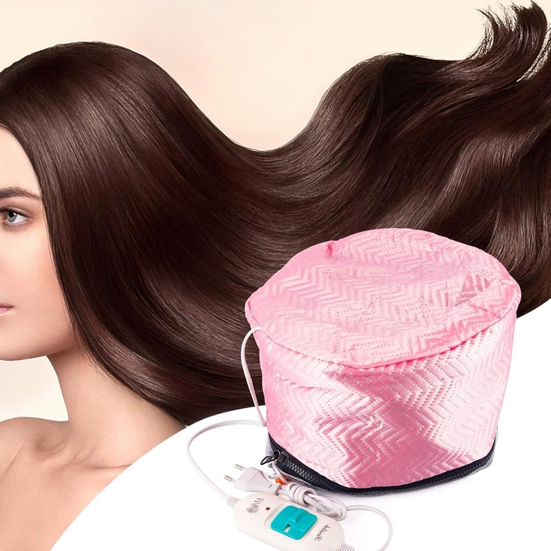 LIARTY Electric Hair Steamer Cap with Temperature Control, Removable Thermal Hair Care Hat for Home Spa (Pink Type) - Image 1